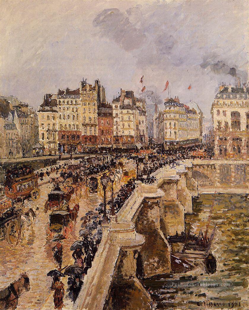 le pont neuf après midi pluvieux 1901 Camille Pissarro Peintures à l'huile